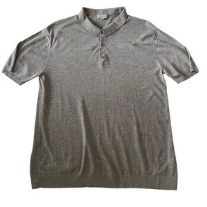 COS Slim Knitted Silk Polo Shirt Mens XL Gray Ribbed